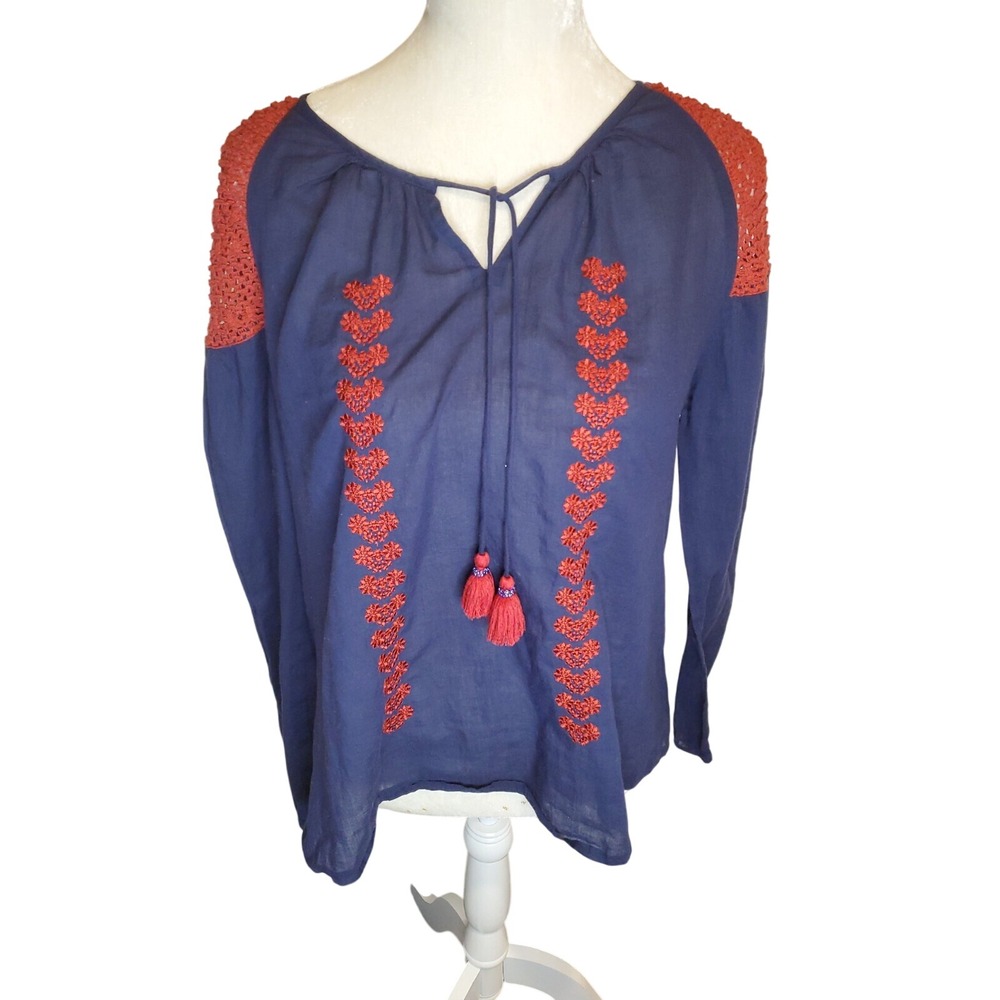Roller Rabbit embroidered heart tassel tunic top‎ XS